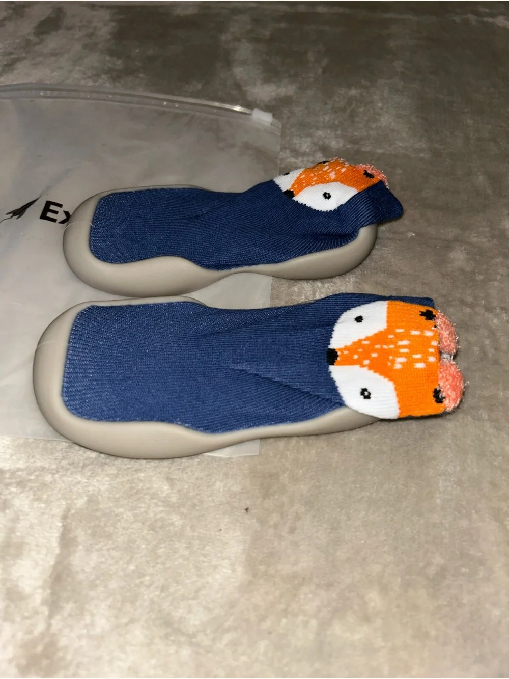 New Tiny Explorings Baby & Walker Shoes - Blue w/ Orange Fox 22/23 18-24 months